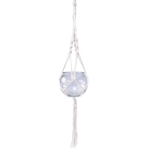 Makramee Blumenampel Glas Deko Vase Rund Ø13,5cm