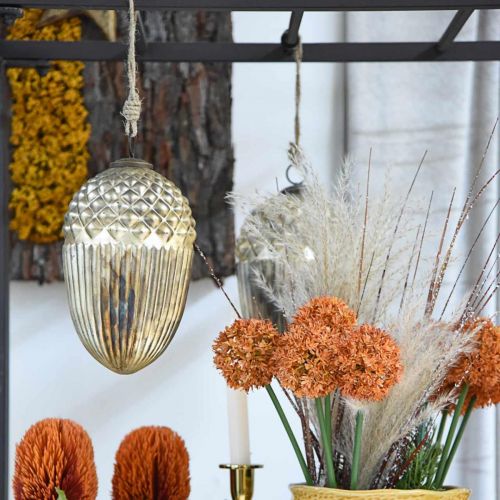 Floristik24 Herbstdeko, Deko-Eichel Echtglas, Advent, Antik-Optik Ø12cm H21cm