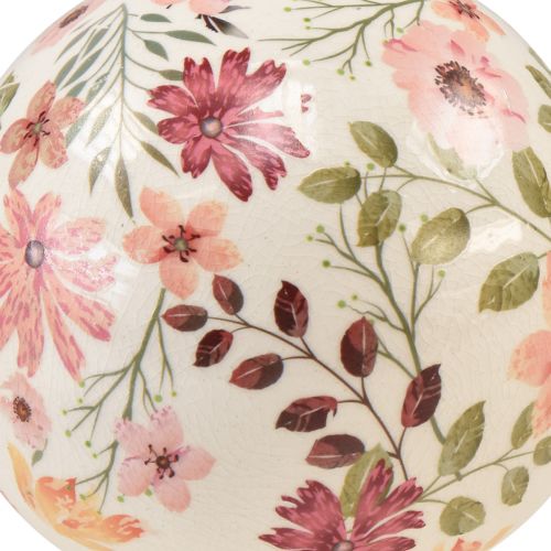 Floristik24 Keramik Kugel mit Blumen Keramik Deko Steingut 12cm