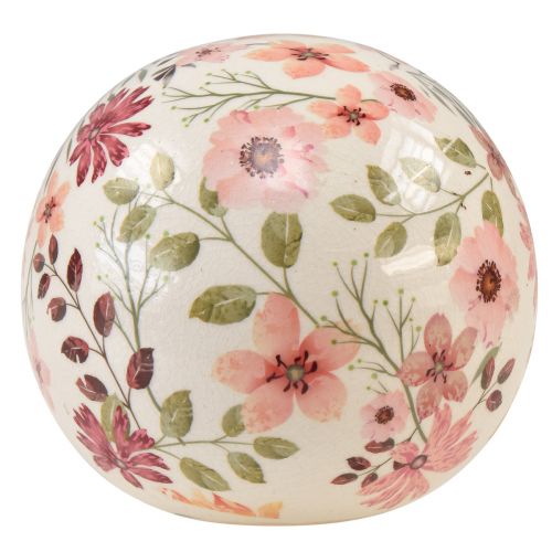 Floristik24 Keramik Kugel mit Blumen Keramik Deko Steingut 12cm