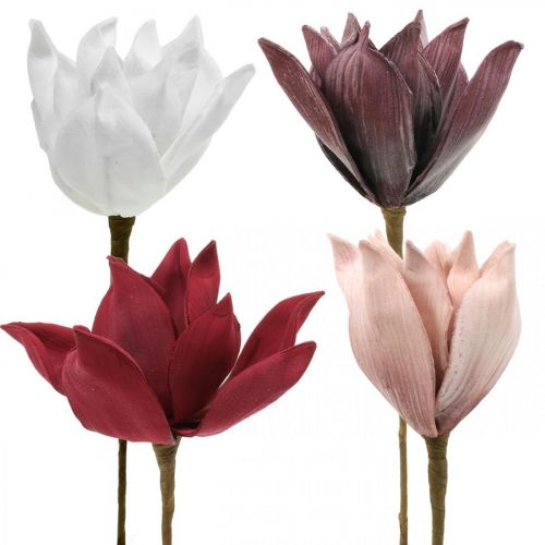Artikel Magnolie Kunstblume am Stiel Ø10cm Foam 6St Verschiedene Farben