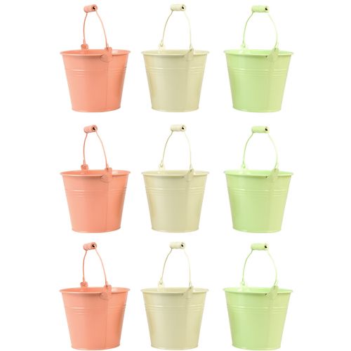 Floristik24 Eimer mit Henkel Übertopf Pastell Metall Ø10cm H8cm 10 St