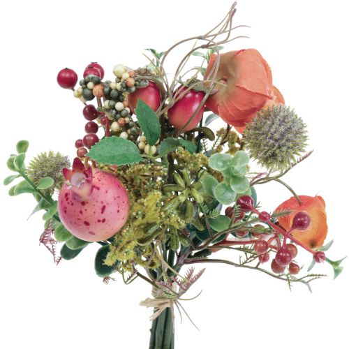 Floristik24 Kunstblumenstrauß Physalis Kugeldistel Granatapfel Deko 21cm
