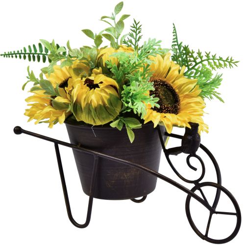 Floristik24 Sonnenblumen künstlich Blumengesteck Schubkarre 30cm