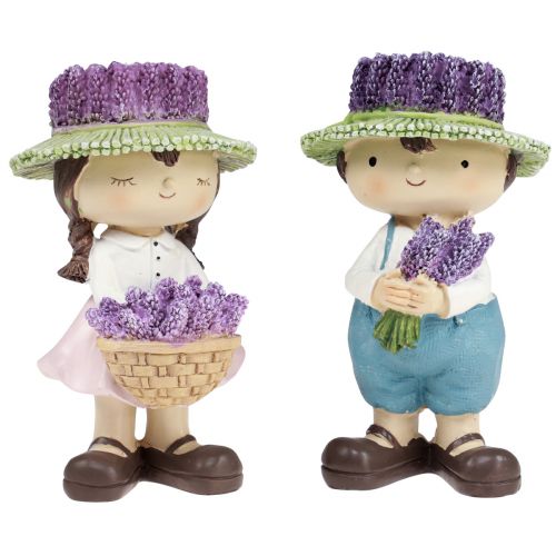 Floristik24 Dekofiguren Lavendel Deko Mädchen Junge Ø8,5cm 14,5cm 2St