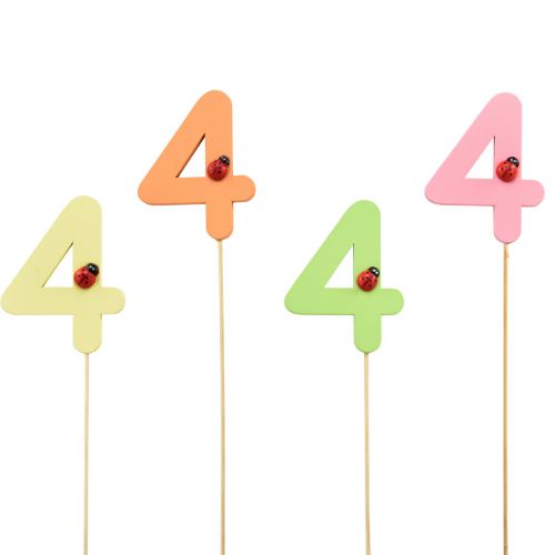 Artikel Zahlenstecker Geburtstag 4 Blumenstecker Holz 27,5cm 16 St