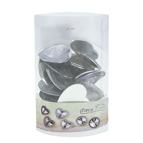 Floristik24 Acrylherz mit Schmucksteinen 3,5cm Silber 20 St