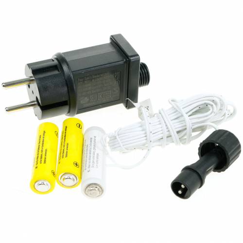 Floristik24 Batterie-Adapter Weiß 3m 4,5V 3 x AA