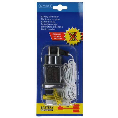 Floristik24 Batterie-Adapter Weiß 3m 4,5V 3 x AAA