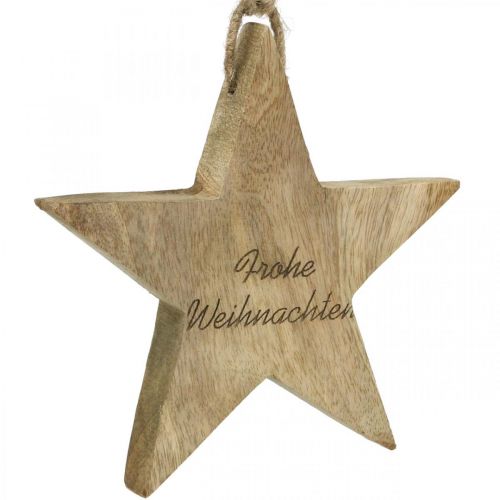 Floristik24 Adventsdeko, Stern aus Holz, Holzsterne zum Aufhängen H15/14/13cm 3er-Set
