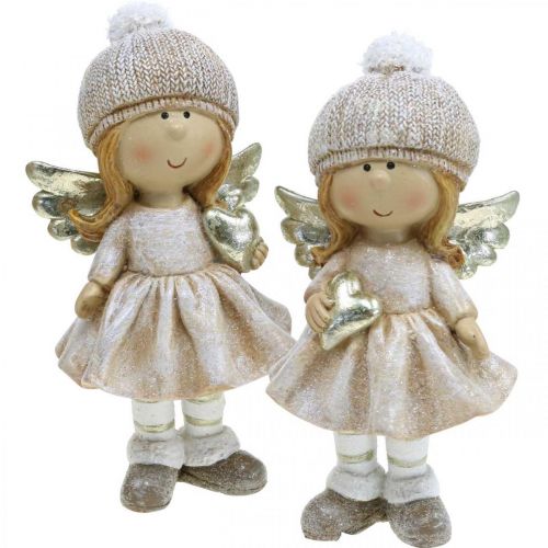 Floristik24 Adventsdeko Weihnachtsengel, Engel Herz Figur H16,5cm 2St