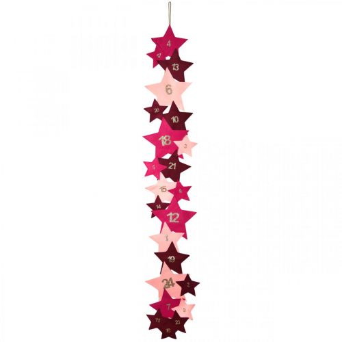 Floristik24 Adventskalender zum Selber befüllen Filz Sterne Rosa, Rot H2m