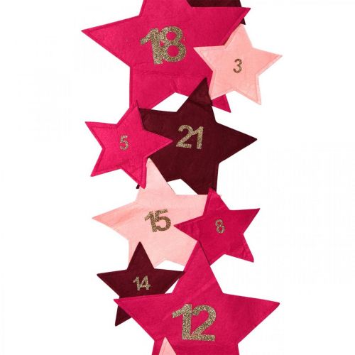 Artikel Adventskalender zum Selber befüllen Filz Sterne Rosa, Rot H2m