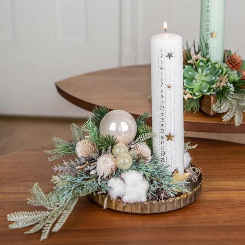 Floristik24 Adventskalenderkerze Weiß Stumpenkerze Weihnachten 250/50mm