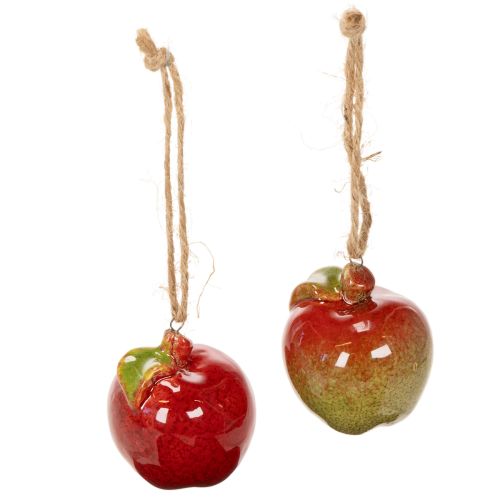 Herbstdeko Äpfel Keramik 5cm rot-grün zum Hängen 4er Set | Floristik24.at