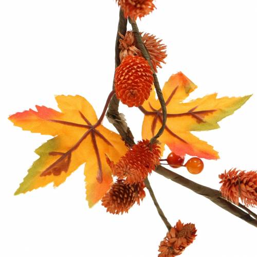 Floristik24 Herbstgirlande mit Ahorn-Blättern und Zapfen Orange 1,28m
