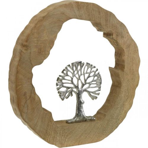 Floristik24 Baum Tischdeko Holz zum Stellen Mangoholz Natur, Metall 32×5×34cm