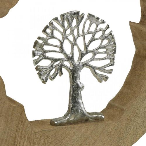 Floristik24 Baum Tischdeko Holz zum Stellen Mangoholz Natur, Metall 32×5×34cm