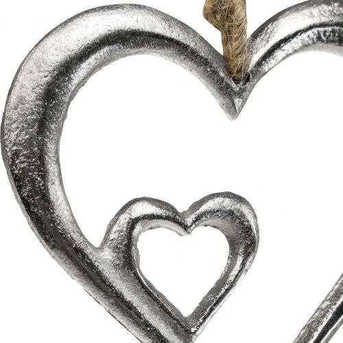 Floristik24 Anhänger Deko Herz Metall Silbern Natur 10,5x11x0,5cm