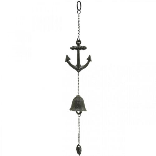 Aufhänger Anker Glocke, Maritime Deko Windspiel, Gusseisen L47,5cm