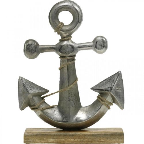 Floristik24 Anker aus Metall, Maritime Deko, Nautische Meeresdeko Silbern, Naturfarben H32cm