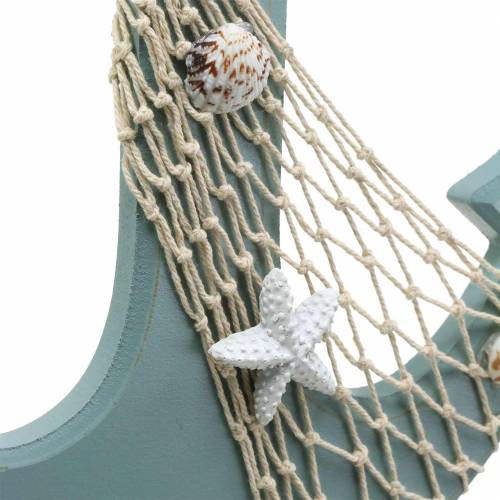 Floristik24 Anker Holz mit Muscheln Hellblau 28,5×40cm