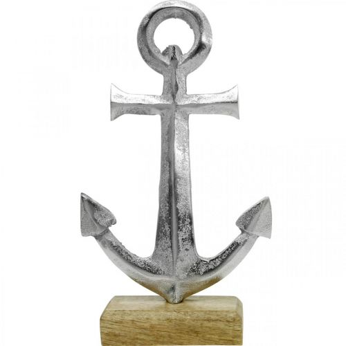 Floristik24 Anker aus Metall, Sommerdeko, nautische Deko Silbern, Naturfarben H24,5cm