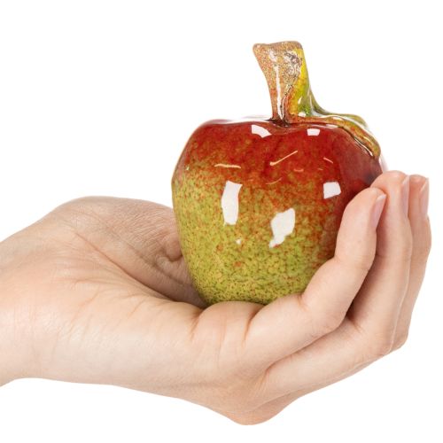 Künstliches Obst Set aus Keramik Apfel und Birne 12 cm Herbstdeko 3-teilig | Floristik24.at