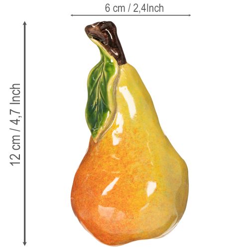 Künstliches Obst Set aus Keramik Apfel und Birne 12 cm Herbstdeko 3-teilig | Floristik24.at