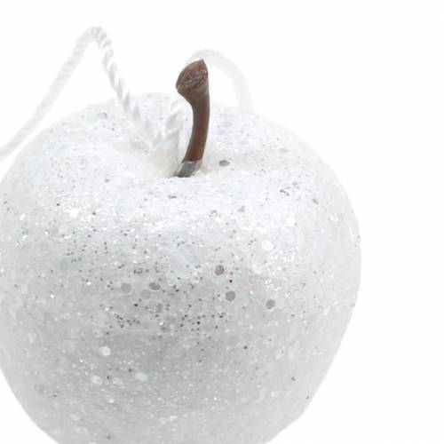 Floristik24 Deko Mini Apfel Glitter Weiß Christbaumschmuck Ø3,5cm 24St