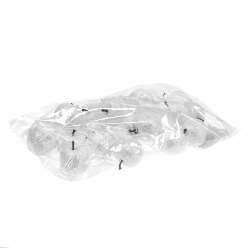 Floristik24 Deko Mini Apfel Glitter Weiß Christbaumschmuck Ø3,5cm 24 St