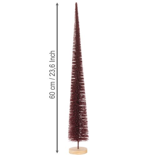 Deko-Tannenbaum schlank 60cm rot mit Holzsockel | Floristik24.at