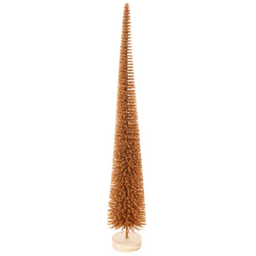 Deko-Tannenbaum künstlich schlank mit Holzfuß 40cm Senfgelb 3er-Set