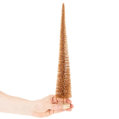 Deko-Tannenbaum künstlich schlank mit Holzfuß 40cm Senfgelb 3er-Set | Floristik24.at