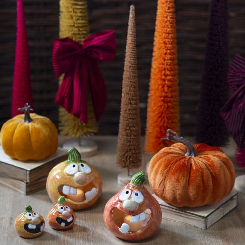 Deko-Tannenbaum künstlich schlank mit Holzfuß 40cm Senfgelb 3er-Set | Floristik24.at