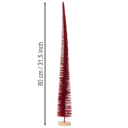 Deko-Tannenbaum schlank 80 cm modern rot auf Holzfuß | Floristik24.at