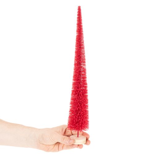 Deko Tannenbaum schmal Rot 40cm 3er Set mit Holzsockel | Floristik24.at