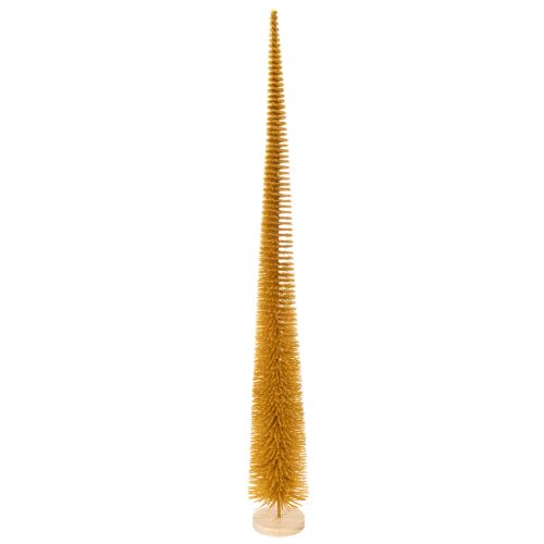 Schlanker Deko-Weihnachtsbaum 80cm aus Kunststoff in Senfgelb mit Glitzer