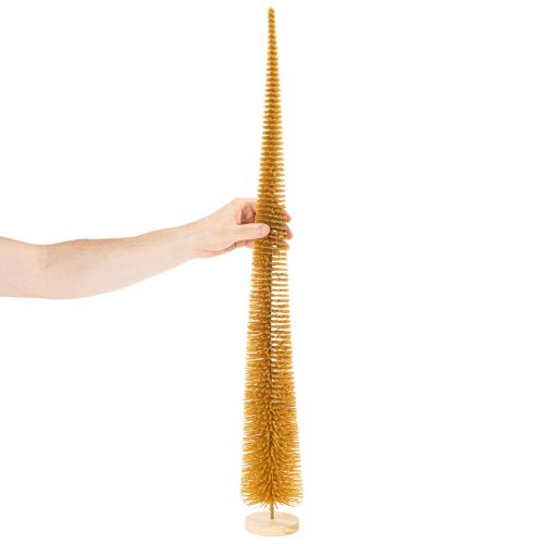 Schlanker Deko-Weihnachtsbaum 80cm aus Kunststoff in Senfgelb mit Glitzer | Floristik24.at