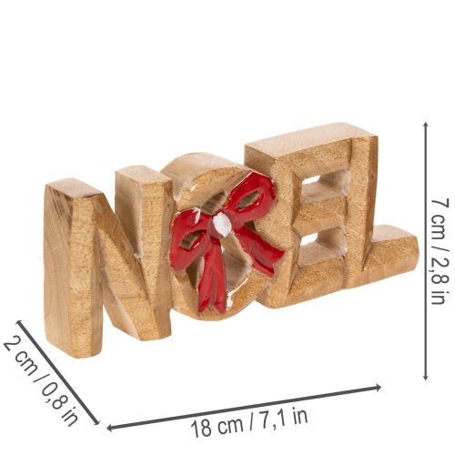 Schriftzug Noel Holzdeko 18cm mit roter Schleife | Floristik24.at