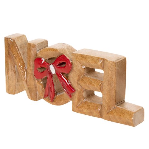 Schriftzug Noel Holzdeko 18cm mit roter Schleife | Floristik24.at