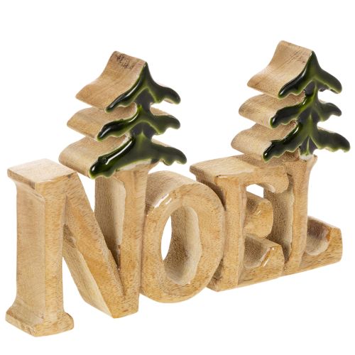 Holzaufsteller Noel mit zwei Tannen 18 cm grün lackiert bestellen | Floristik24.at
