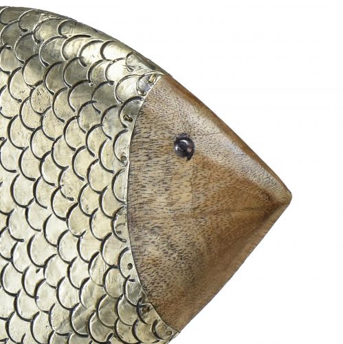 Floristik24 Holz Metall Deko Fisch Maritim Messing 33x11,5x37cm