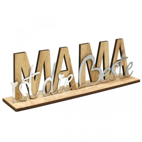 Floristik24 Schriftzug „Mama“, Geschenk zum Muttertag, Holzdeko zum Stellen Natur, Silbern L22cm H7cm 3St