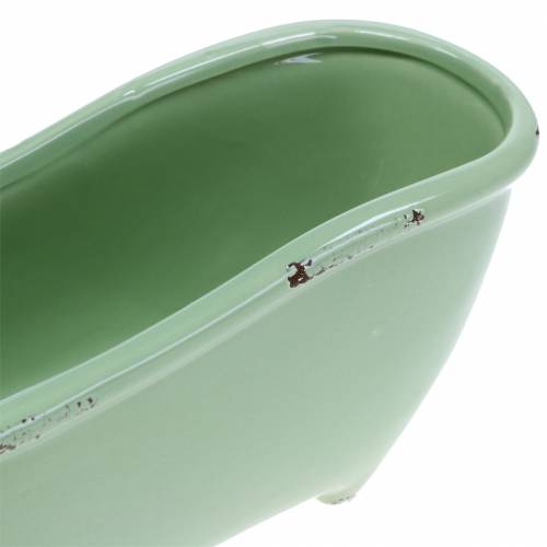 Floristik24 Deko Badewanne Keramik Grau, Grün sortiert 22cm x 10cm H10cm 3er-Set