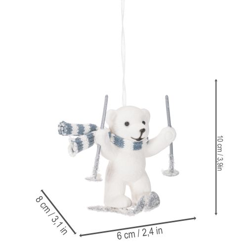 Anhänger Eisbär auf Skiern mit Schal 10 cm, 2er-Set, Kunststoff, Weiß | Floristik24.at