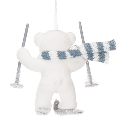 Anhänger Eisbär auf Skiern mit Schal 10 cm, 2er-Set, Kunststoff, Weiß | Floristik24.at