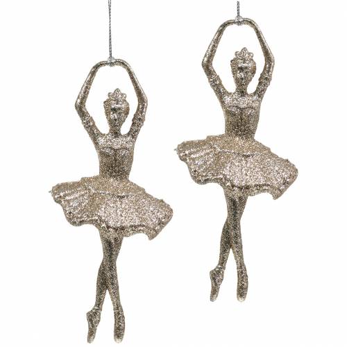 Floristik24 Christbaumschmuck Ballerina Champagner Glitter 18cm 6St