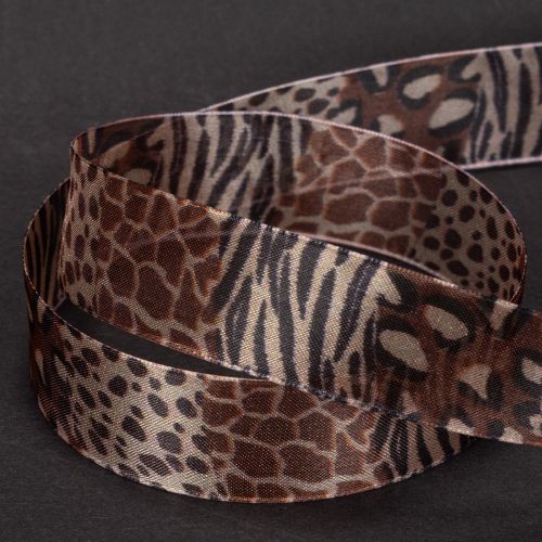 Dekoband aus Polyester mit Animal-Print 25 mm x 20 m für Geschenk- und Wohnraumdekoration | Floristik24.at
