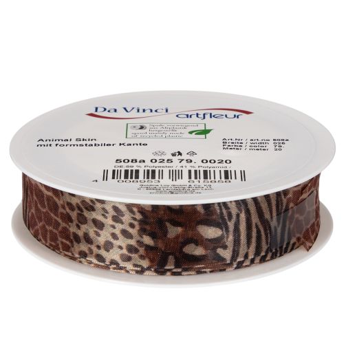 Dekoband aus Polyester mit Animal-Print 25 mm x 20 m für Geschenk- und Wohnraumdekoration | Floristik24.at